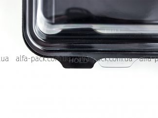 Black sushi packaging with transparent lid