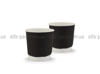 Paper cup white corrugated F-wave horizontal "Black" 110 ml