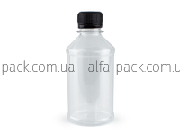 BOTTLE 0.25 L TRANSPARENT 28 MM NECK with LID