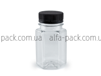 SQUARE BOTTLE 0.1 L TRANSPARENT 38 MM NECK