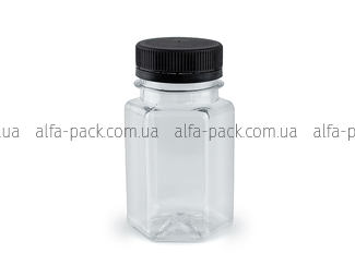 SQUARE BOTTLE 0.1 L TRANSPARENT 38 MM NECK