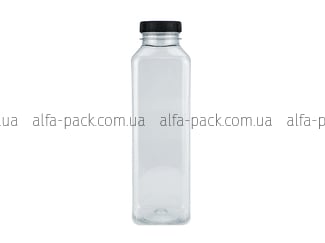 SQUARE BOTTLE 0.5 L TRANSPARENT 38 MM NECK