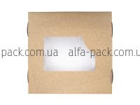 Коробка паперова крафт-біла з ламінованим віконцем 248*248*48 мм