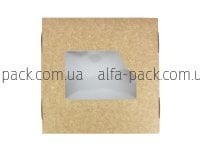Коробка паперова крафт-біла з віконцем 248*248*48 мм
