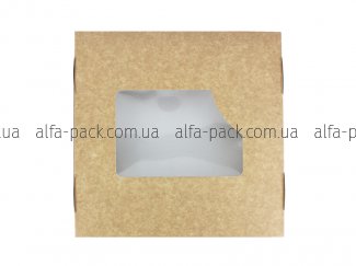 Коробка паперова крафт-біла з віконцем 248*248*48 мм