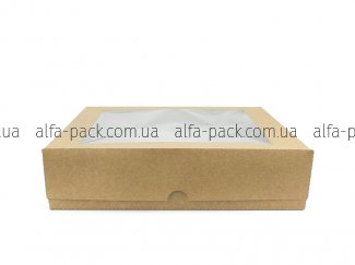 Коробка паперова крафт з віконцем 250*250*60 мм