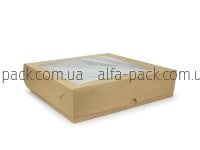 Коробка паперова крафт з віконцем 250*250*60 мм