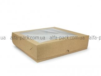 Коробка паперова крафт з віконцем 250*250*60 мм