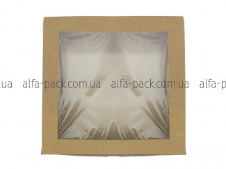 Коробка паперова крафт з віконцем 250*250*60 мм