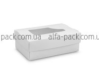 Коробка паперова біла з віконцем 140*90*50 мм
