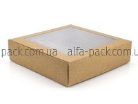 Коробка паперова крафт з віконцем 200*200*50 мм