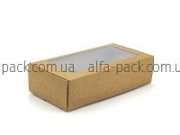 Коробка паперова крафт з віконцем 200*100*50 мм