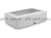 Коробка паперова біла з віконцем 200*130*50 мм
