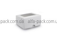 Коробка паперова біла з віконцем 100*90*50 мм