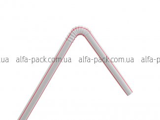 Corrugated straw white with colored stripes in individual packaging