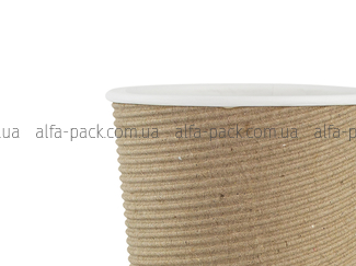 Paper cup white corrugated F-wave horizontal "Brown" 340 ml