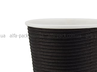 Paper cup white corrugated F-wave horizontal "Black" 110 ml