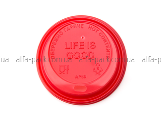 Кришка-поїлка 80 мм на стакан 270/340 мл червона "Life is good"