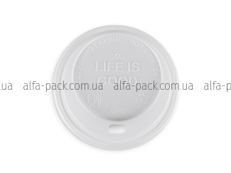 Lid-drinker 80 mm for a cup 270/340 ml white "Life is good"