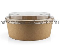 Салатник паперовий крафт з кришкою ПЕТ 1250 мл 