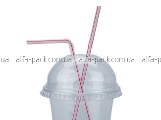 Corrugated straw white with colored stripes in individual packaging